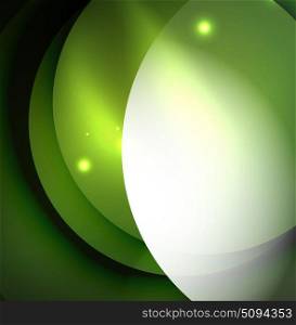 Overlapping circles on glowing abstract background. Overlapping circles on glowing abstract background with shining light effects, green magic style design template