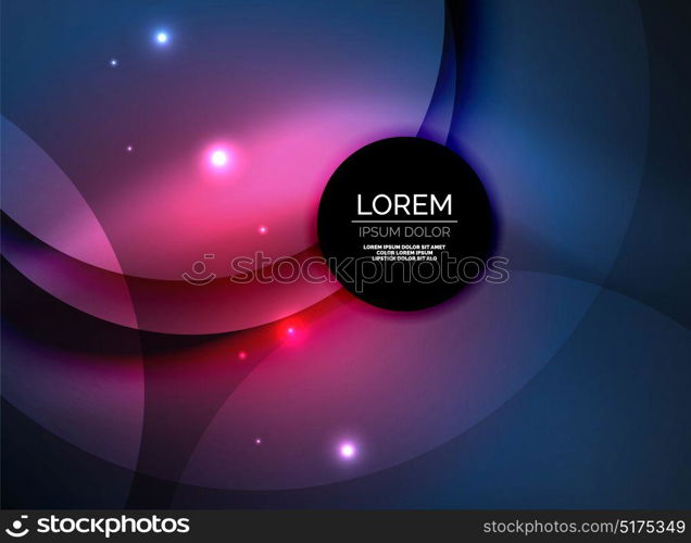 Overlapping circles on glowing abstract background. Overlapping circles on glowing abstract background with shining light effects, magic style design template