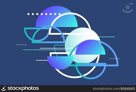 Overlapping Design elements on Blue Background