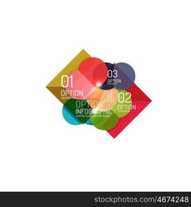 Overlapping geometric shapes composition. Vector business infographics, option select