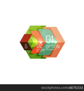 Overlapping geometric shapes composition. Vector business infographics, option select