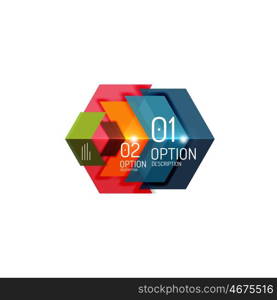 Overlapping geometric shapes composition. Vector business infographics, option select