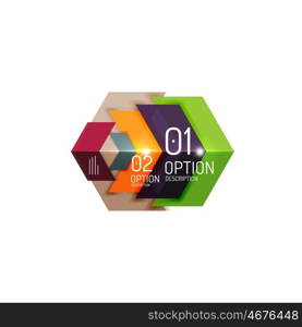 Overlapping geometric shapes composition. Vector business infographics, option select