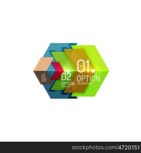 Overlapping geometric shapes composition. Vector business infographics, option select