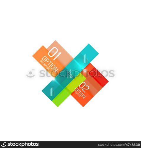 Overlapping geometric shapes composition. Vector business infographics, option select