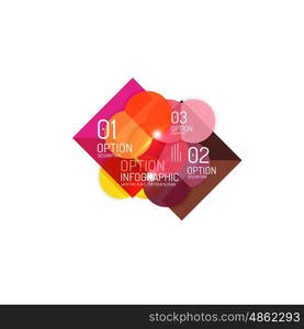 Overlapping geometric shapes composition. Vector business infographics, option select