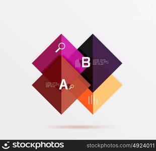 Overlapping square infographics. Overlapping square infographics. Vector template background for workflow layout, diagram, number options or web design