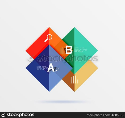 Overlapping square infographics. Vector template background for workflow layout, diagram, number options or web design