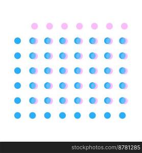 Overlay of blue and pink dots brochure element design. Gradient-like effect. Vector illustration with empty copy space for text. Editable shapes for poster decoration. Creative and customizable frame. Overlay of blue and pink dots brochure element design
