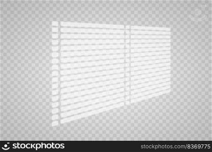 Overlay shadow effect. Transparent overlay window and blinds shadow. Realistic light effect of shadows and natural lighting on a transparent background. Vector illustration. Overlay shadow effect. Transparent overlay window and blinds shadow. Realistic light effect of shadows and natural lighting on a transparent background. Vector illustration.