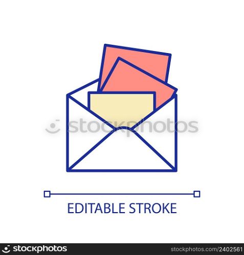 Overloaded email inbox RGB color icon. Spam letters danger for users. System notifications. Isolated vector illustration. Simple filled line drawing. Editable stroke. Arial font used. Overloaded email inbox RGB color icon