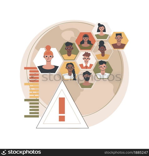 Overpopulation abstract concept vector illustration. World human overpopulation, resource overconsumption, densely populated area, urban population growth, inhabitant increase abstract metaphor.. Overpopulation abstract concept vector illustration.