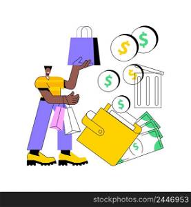 Overspending abstract concept vector illustration. Budget planning, money management, overspending cash, addiction, financial stress cause, spending beyond the income problem abstract metaphor.. Overspending abstract concept vector illustration.
