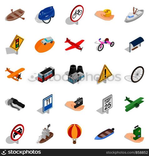 Overview icons set. Isometric set of 25 overview vector icons for web isolated on white background. Overview icons set, isometric style