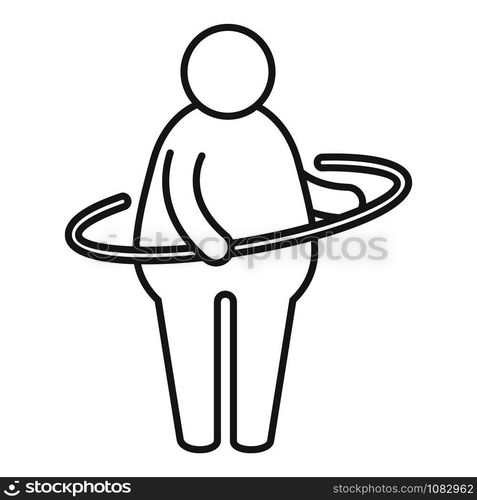 Overweight man circle icon. Outline overweight man circle vector icon for web design isolated on white background. Overweight man circle icon, outline style