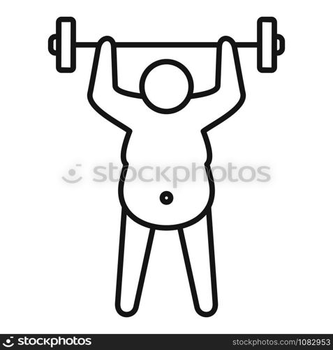 Overweight man dumbbell icon. Outline overweight man dumbbell vector icon for web design isolated on white background. Overweight man dumbbell icon, outline style