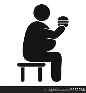 Overweight man eat burger icon. Simple illustration of overweight man eat burger vector icon for web design isolated on white background. Overweight man eat burger icon, simple style