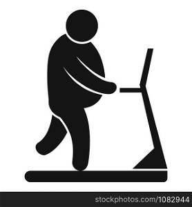Overweight man on treadmill icon. Simple illustration of overweight man on treadmill vector icon for web design isolated on white background. Overweight man on treadmill icon, simple style