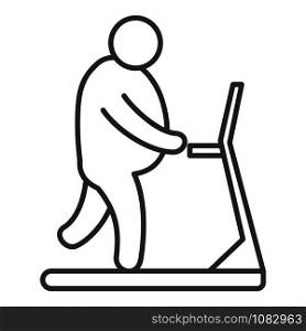 Overweight man treadmill icon. Outline overweight man treadmill vector icon for web design isolated on white background. Overweight man treadmill icon, outline style