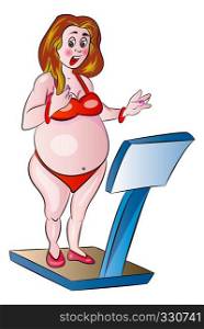 Overweight Woman on a Scale, vector illustration