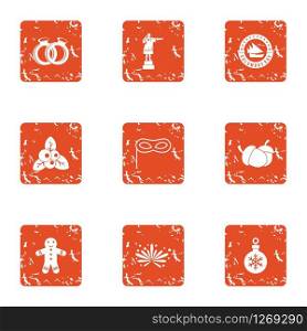 Overwinter icons set. Grunge set of 9 overwinter vector icons for web isolated on white background. Overwinter icons set, grunge style