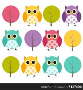 Ow and Treel Pattern Background Vector Illustration EPS10. Ow and Treel Pattern Background Vector Illustration