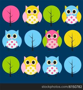 Ow and Treel Pattern Background Vector Illustration EPS10. Ow and Treel Pattern Background Vector Illustration