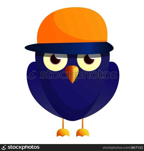 Owl baseball cap icon. Cartoon of owl baseball cap vector icon for web design isolated on white background. Owl baseball cap icon, cartoon style