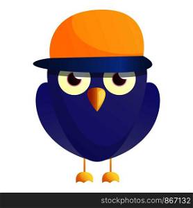 Owl baseball cap icon. Cartoon of owl baseball cap vector icon for web design isolated on white background. Owl baseball cap icon, cartoon style