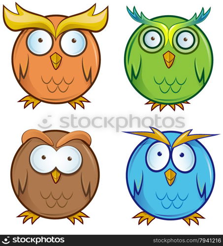 owl cartoon set
