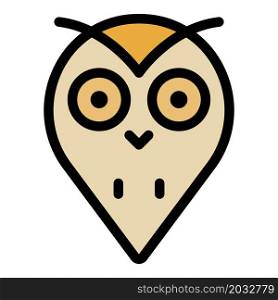 Owl head blob icon. Outline owl head blob vector icon color flat isolated. Owl head blob icon color outline vector
