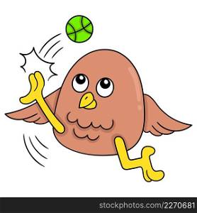 owl is playing soccer doing somersault
