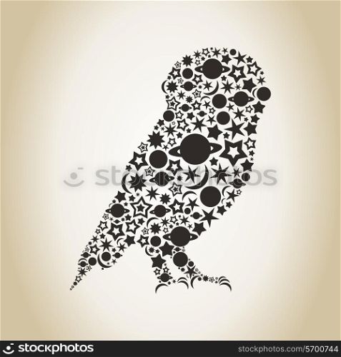 Owl made of stars. A vector illustration