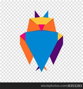 Owl origami. Abstract colorful vibrant owl logo design. Animal origami. Vector illustration