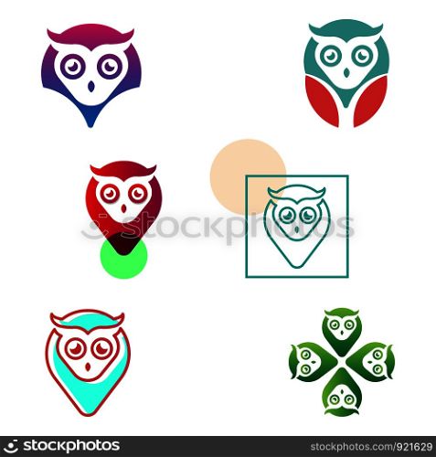 owl pin navigator creative logo template vector illustration, icon isolated elements. owl pin navigator creative logo template vector illustration