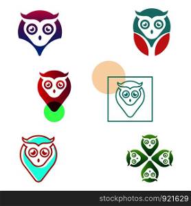 owl pin navigator creative logo template vector illustration, icon isolated elements. owl pin navigator creative logo template vector illustration