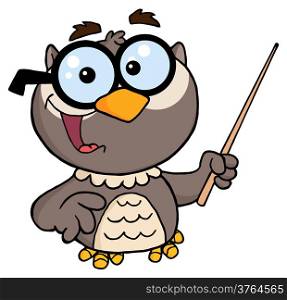 Owl Teacher Cartoon Character With A Pointer