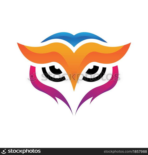 Owl vector logo design, colorful logo