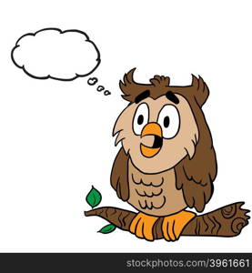 owl with thought bubble cartoon