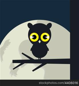 Owl3. The owl sits on a tree branch. A vector illustration
