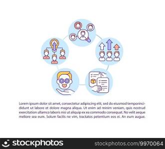Own thinking about the problem concept icon with text. Teamwork to improve the project PPT page vector template. Brochure, magazine, booklet design element with linear illustrations. Own thinking about the problem concept icon with text