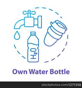 Own water bottle concept icon. Inexpensive drink, affordable travel idea thin line illustration. Personal clean water supply, cheap beverage. Vector isolated outline RGB color drawing
