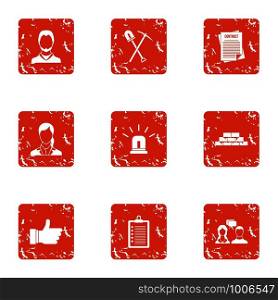 Ownership icons set. Grunge set of 9 ownership vector icons for web isolated on white background. Ownership icons set, grunge style