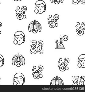 Oxygen O2 Chemical Vector Seamless Pattern Thin Line Illustration. Oxygen O2 Chemical Vector Seamless Pattern