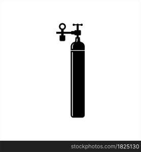 Oxygen Tank Icon, Oxygen Storage Vessel Cylinder Vector Art Illustration