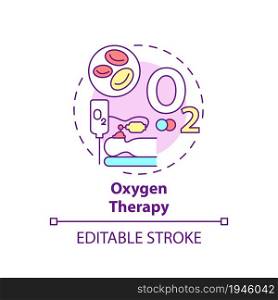 Oxygen therapy concept icon. Pulmonary rehabilitation abstract idea thin line illustration. Therapy indications. Low blood oxygen. Vector isolated outline color drawing. Editable stroke. Oxygen therapy concept icon