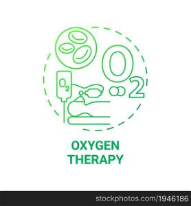 Oxygen therapy green gradient concept icon. Pulmonary rehabilitation abstract idea thin line illustration. Therapy indications. Low blood oxygen. Vector isolated outline color drawing. Oxygen therapy green gradient concept icon