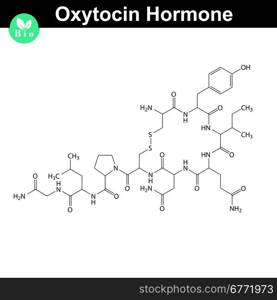 Oxytocin hormone 2d structure, vector model of molecule, eps 8