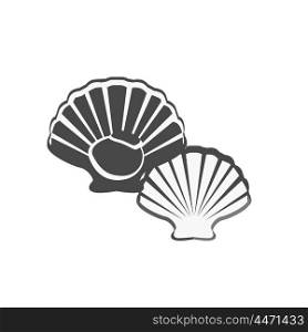 Oysters Vector Illustration. Oysters in monochrome variant. Seafood concept icons in flat style design. Vector illustration fresh deep-sea oyster. Beautiful shell pearl mussels.