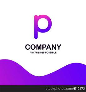 P company logo design with purple theme vector